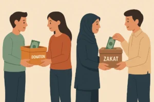 Donasi dilakukan secara sukarela untuk membantu sesama, sementara zakat adalah kewajiban bagi yang mampu dalam Islam.