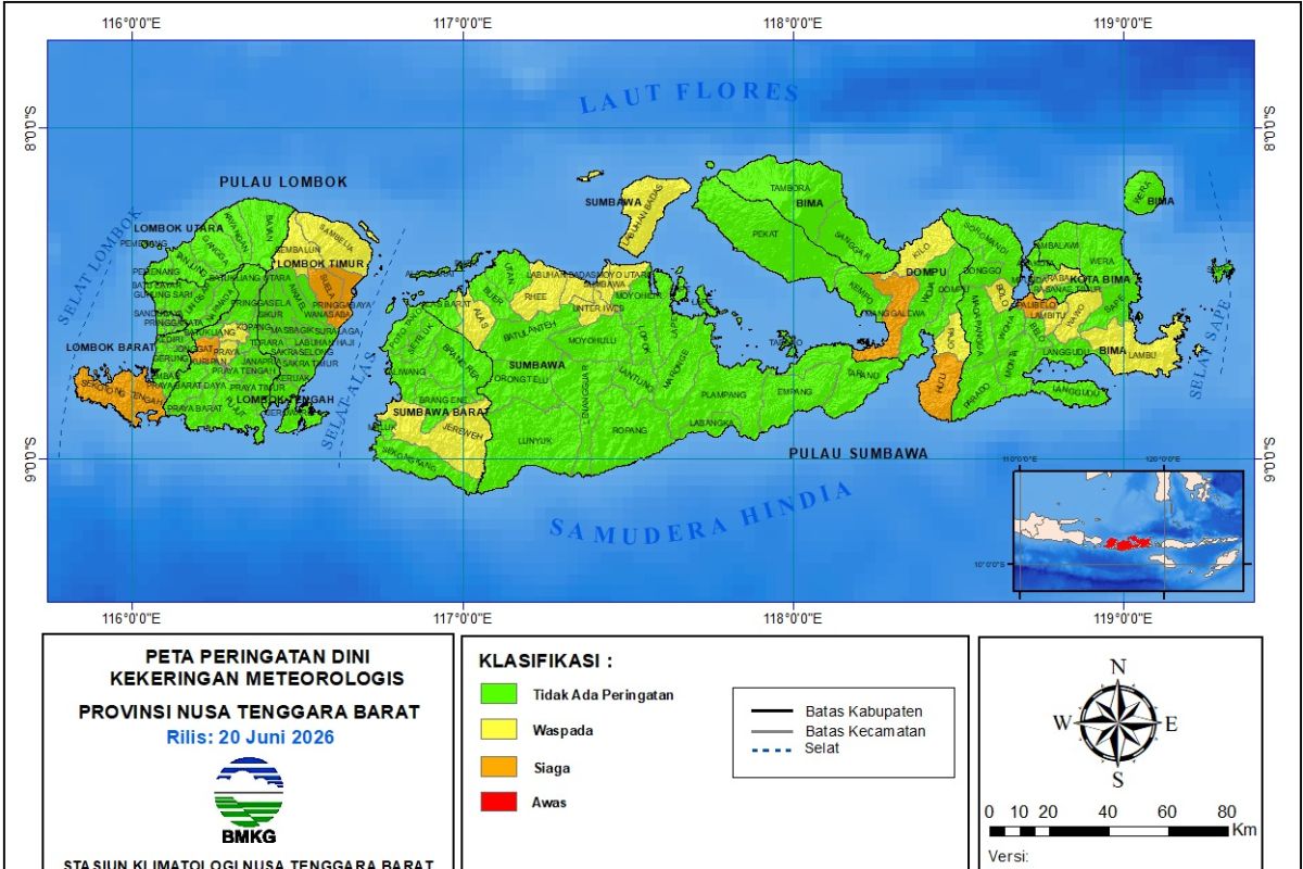 BMKG sebut lima daerah berstatus siaga kekeringan meteorologis di NTB