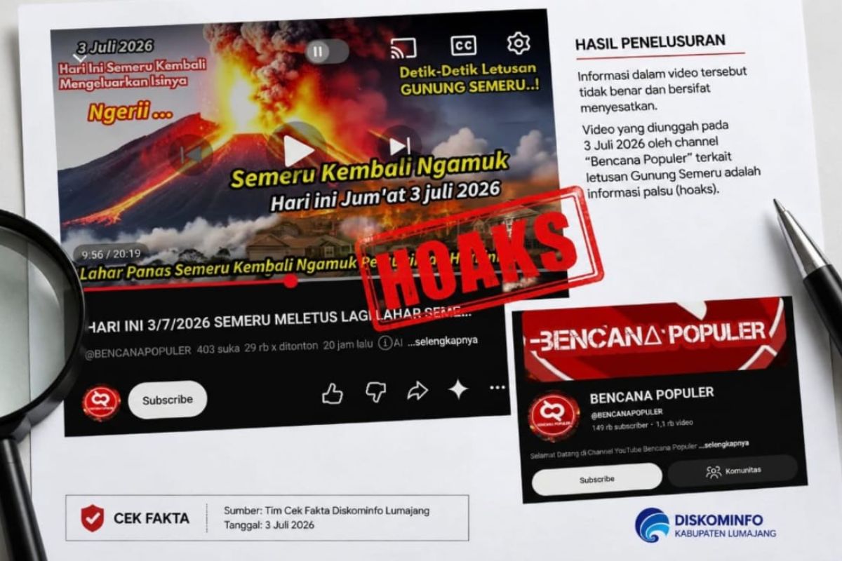 Pemkab Lumajang pastikan video erupsi Semeru viral di medsos hoaks