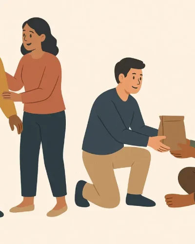 Kebajikan dan kebaikan dapat dinyatakan melalui berbagai cara, seperti memberikan bantuan kepada orang tua, mendukung anak-anak, atau memberikan perhatian kepada sesama, menjadi refleksi dari rasa kasih sayang dan tanggung jawab terhadap sesama dalam kehidupan sehari-hari.